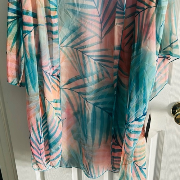 Democracy Aqua Multi Color Palm Swimwear Coverup - Picture 4 of 16